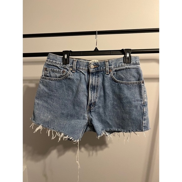 Levi Regular Fit 505 Sunflower Painted Cutoff Denim Jean Shorts W 33 L 30 - Picture 2 of 7